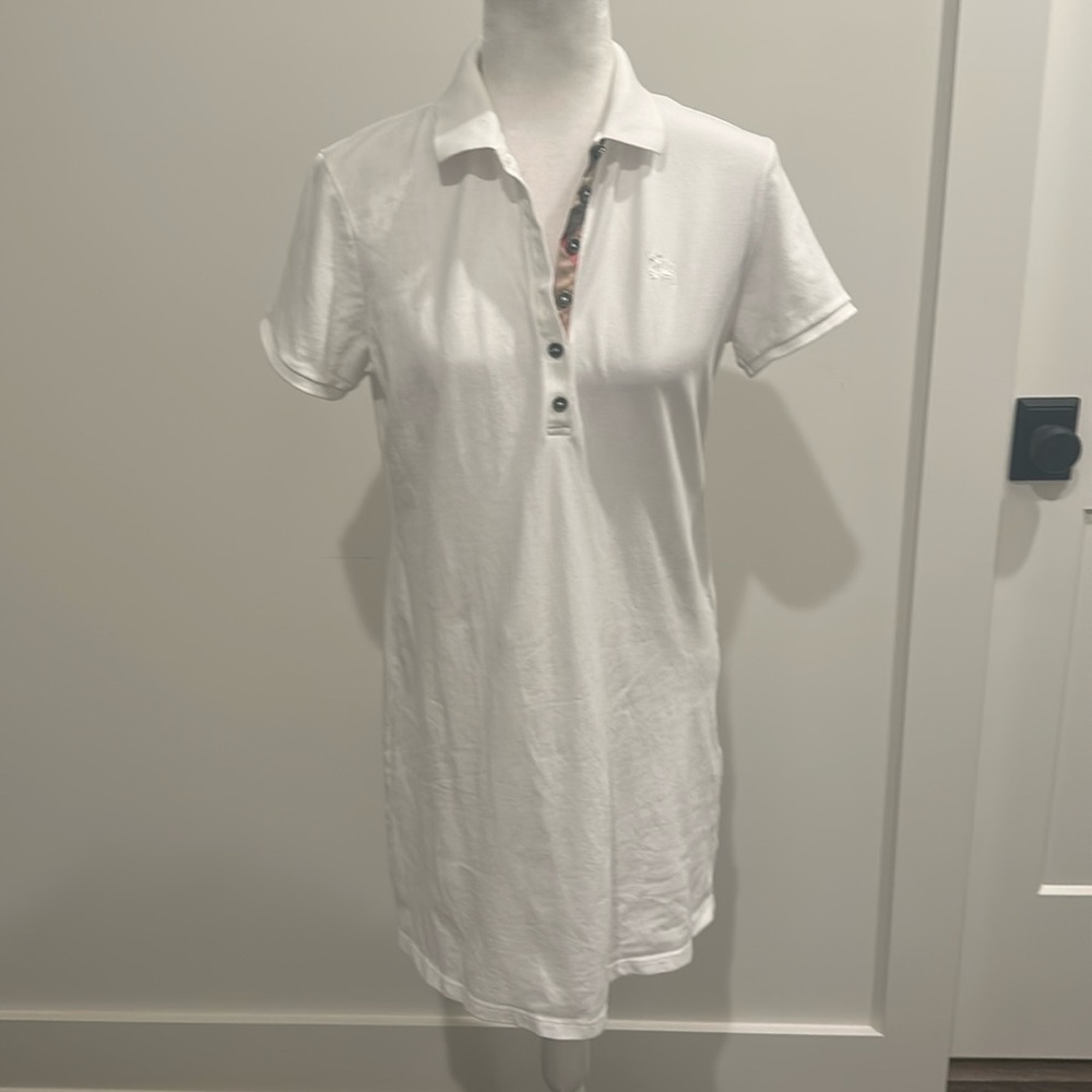 Women's White Polo Shirt Dress - Picture 2 of 10